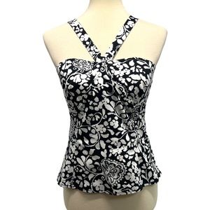White House Black Market Floral Corset V Strap Top